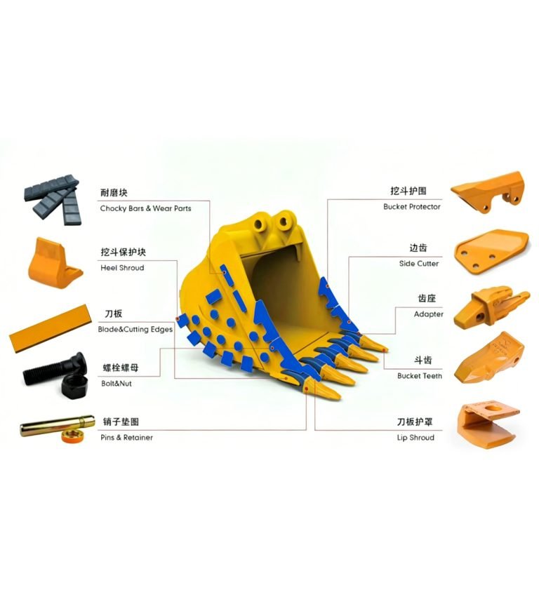 Sơ đồ cấu tạo các bộ phận của máy xúc