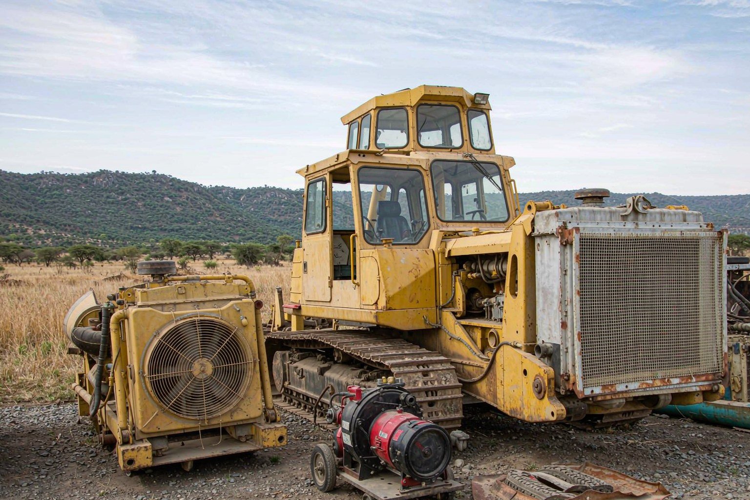 Excavator parts yard near Nairobi with hydraulic coolers and radiators